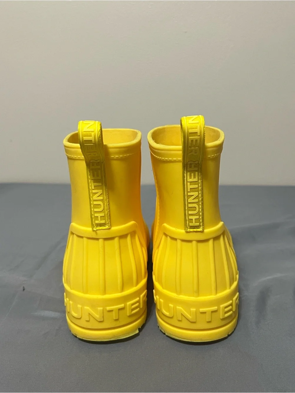 HUNTER ORIGINAL BACK ADJ SHORT RAIN BOOTS YELLOW WOMEN'S SIZE US 4 EU 36 UK 3